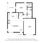 1 bedroom 1 bath black and white 2d floor plan with garage on the right